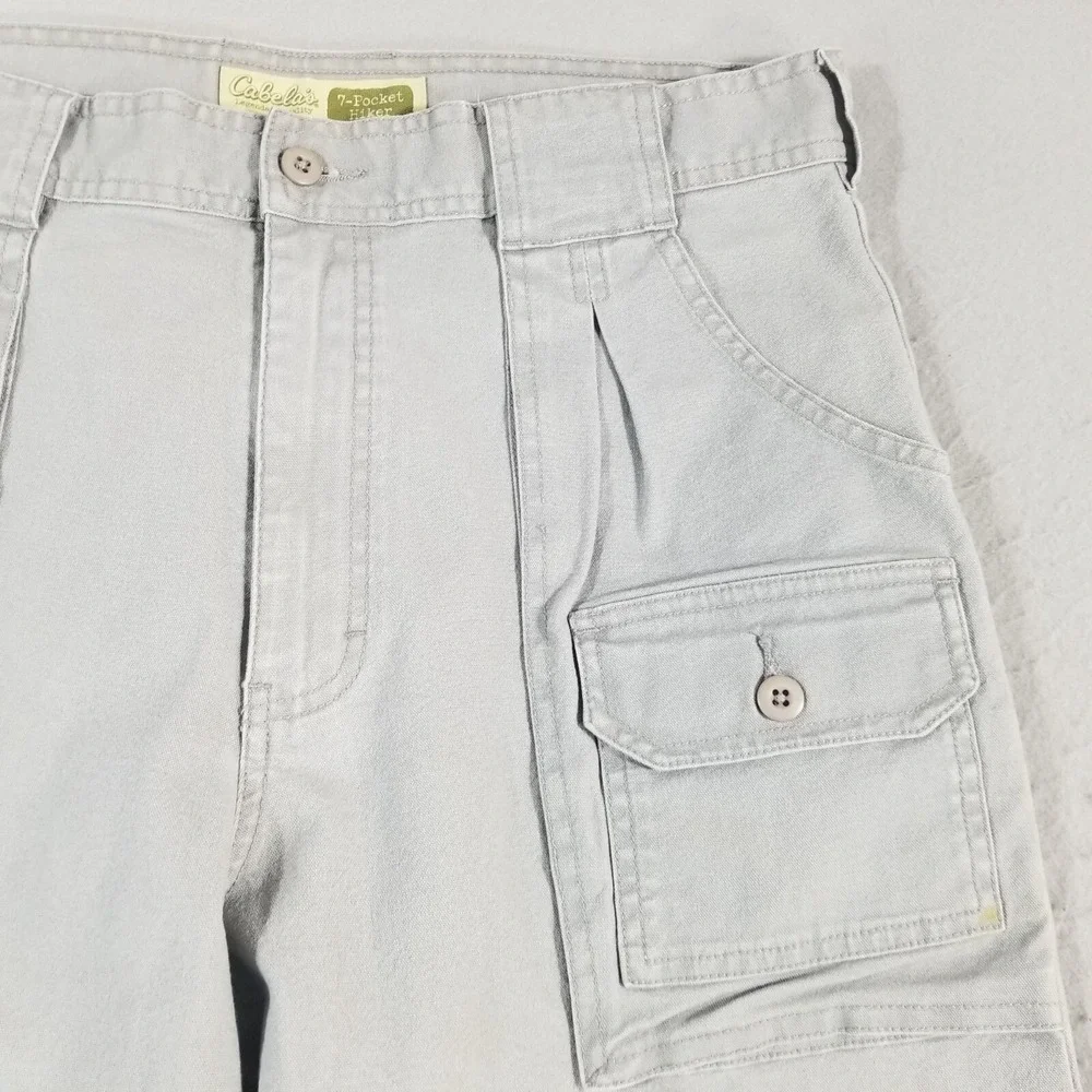 Cabela's 7 pocket cargo hiking pants men's 34x34 gray outdoor adventure